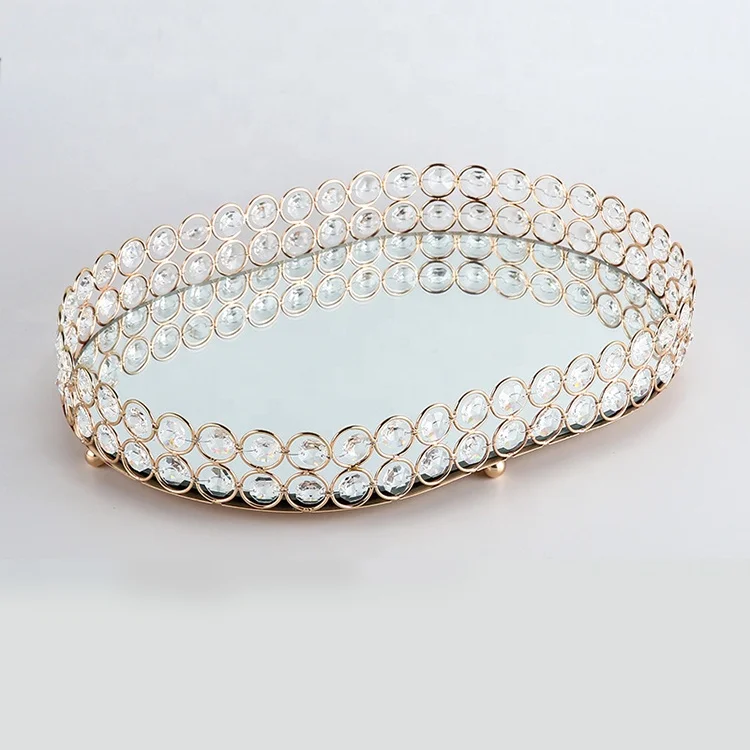 Gold Metal Mirrored Serving Tray for Jewelry Snacks