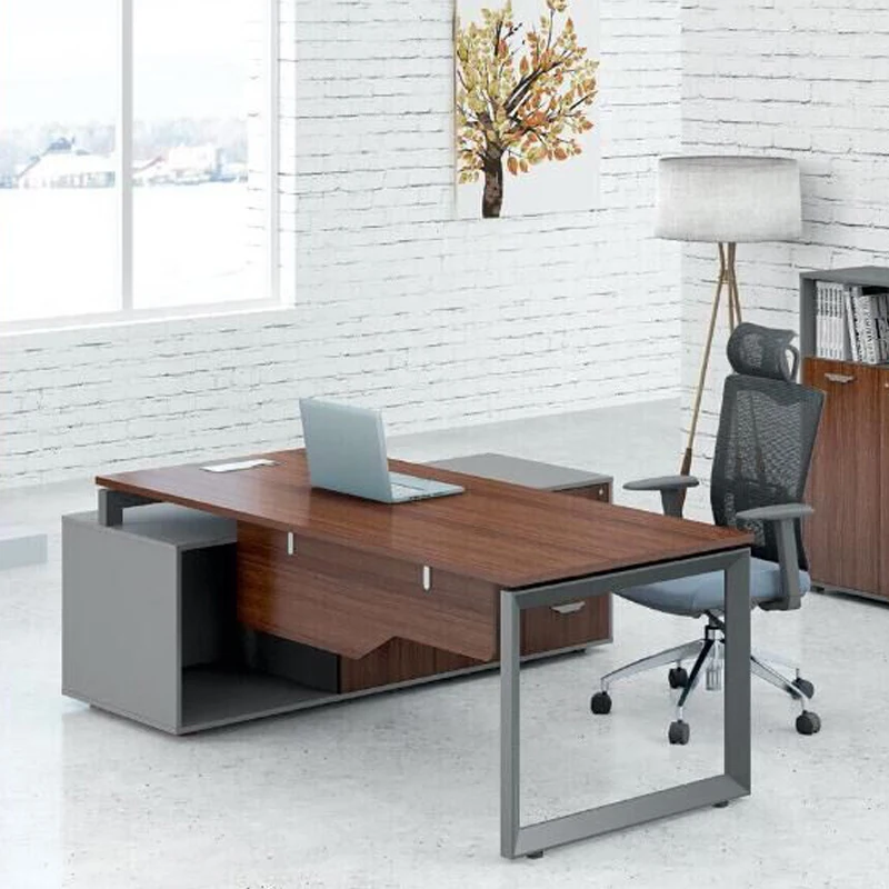 Metal frame laminate desktop double side computer workstation high end modern style office desk