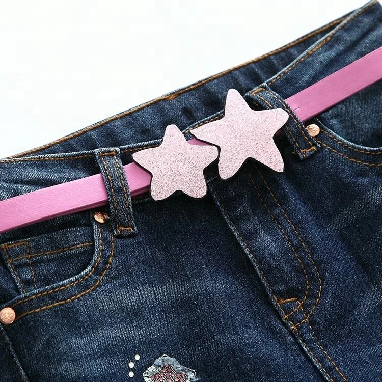 
Slim fit adjustable waist kids denim jeans for girls 
