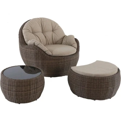 Round beach bed rattan sun lounger set wicker
