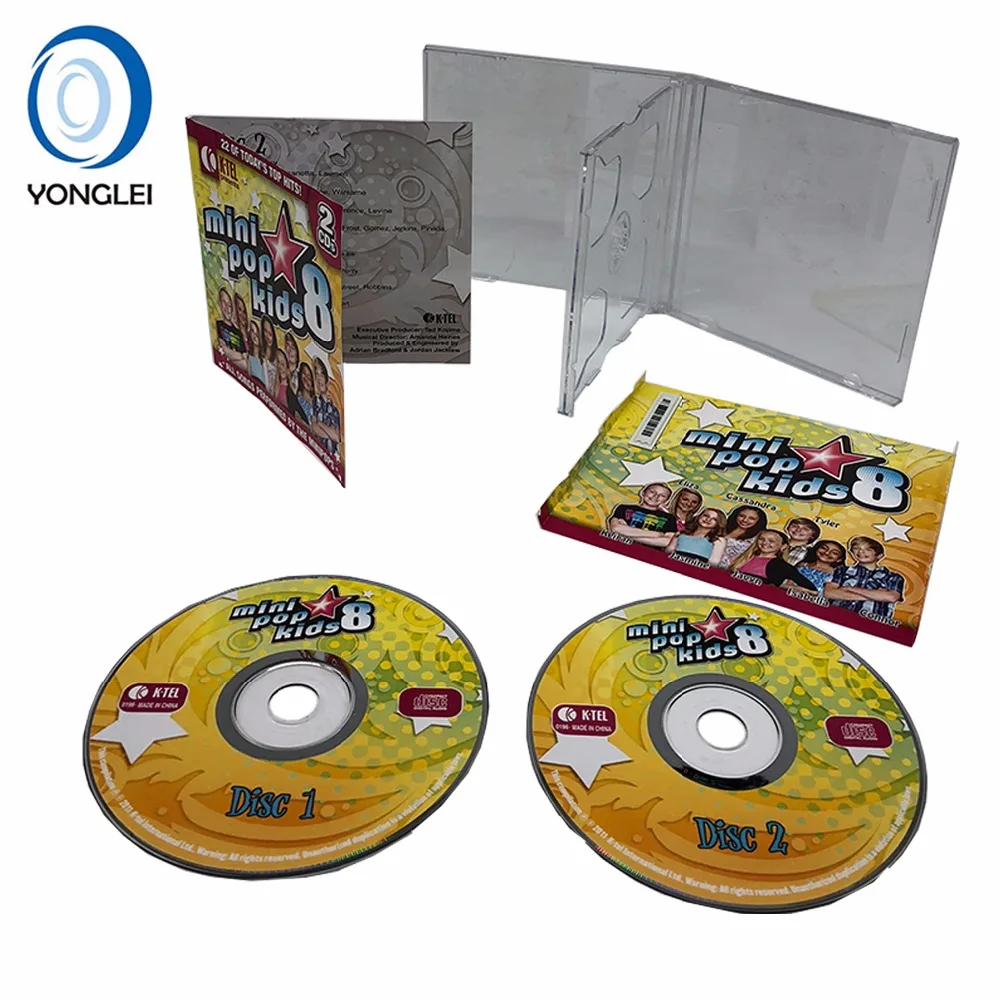 Music CD replication services audio CD duplication double CD jewel case with clear tray and 2 disc jewel case