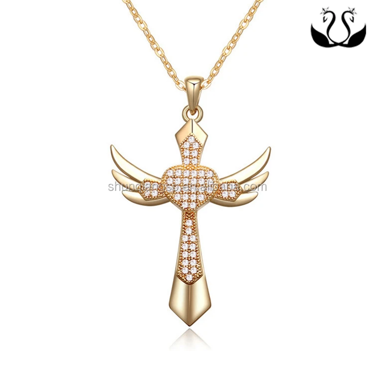Top Sale Italian Religious Angel Wings Heart Cross Pendant