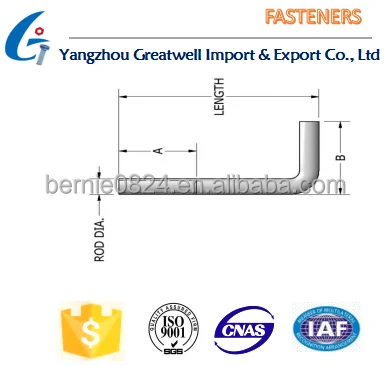 
Hardware products Steel plain ground anchor/L Anchor Bolt hook 