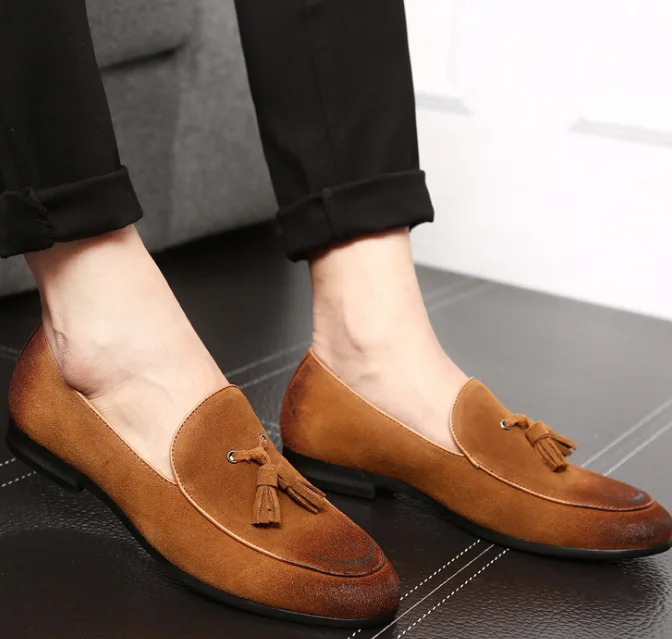 up-1102r Large Size Men Classic Slip On Shoes 2023 Wholesale Tassel Suede Leather Dress Shoes
