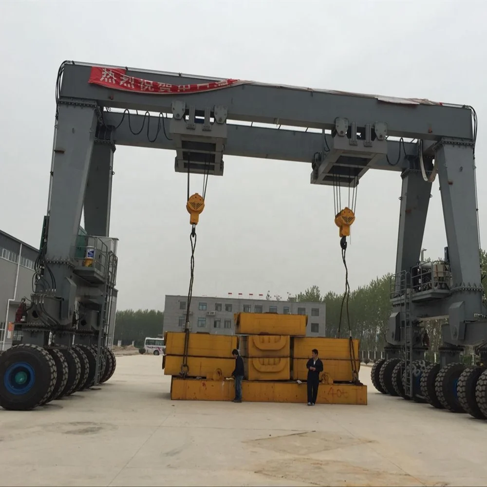 A Frame Leg 4 Wheel Steering Double Girder Rubber Tyre Gantry Crane for Sale
