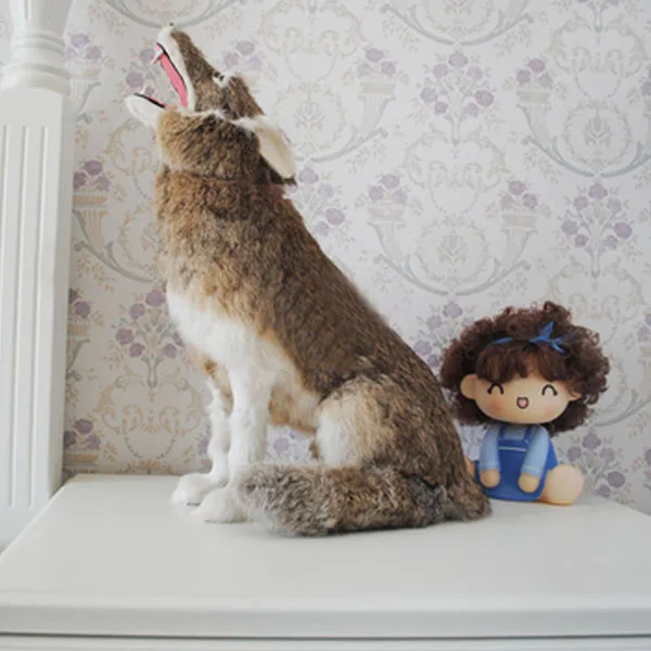  Имитация животного 23x8x20 см пушистый волк модель игрушки полиэтилен и пушистая ручная работа