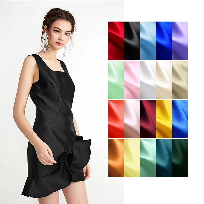 Hot Fashion Shiny Plain Satin Silk Sarees Fabric Charmeuse with Low Price by Xinhe Textiles