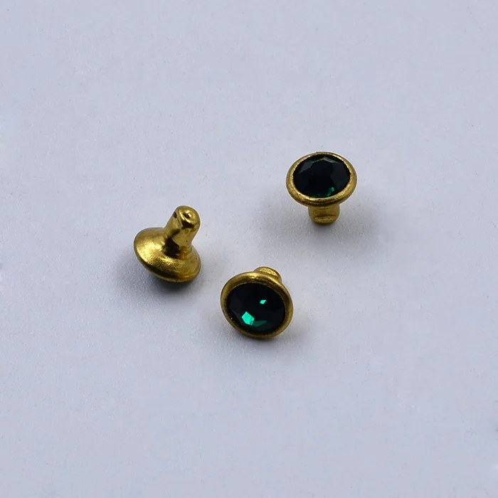 
Brass shank turquoise stones half pearls rhinestone crystal rivets for leather bags 