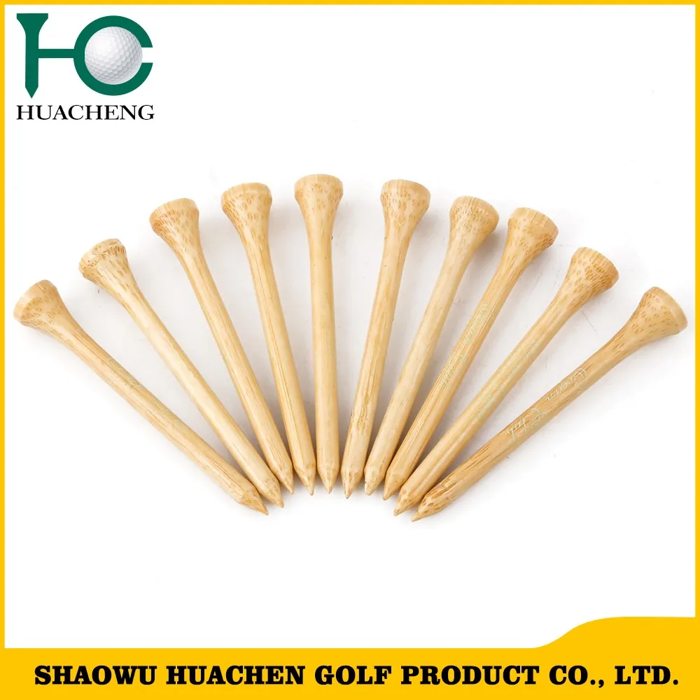 Длинные тенниски для гольфа из натурального дерева/бамбука, Размер 2 3/4 дюйма, с принтом логотипа