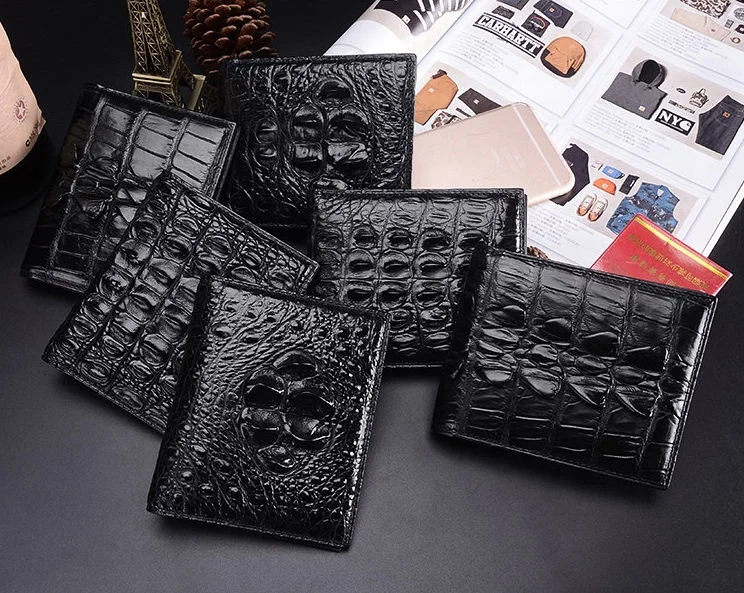 Bi-Fold wallet for men, Crocodile pattern leather slim short luxury wallet for men