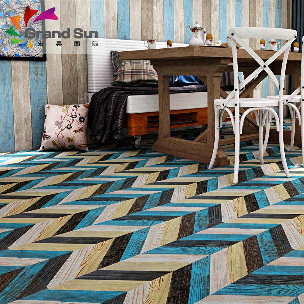 Korean style blue and white herringbone laminate floor Shandong China