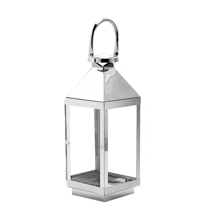 Garden Home Camping Hanging Big Lanterns Classic Simple Wind  Metal Glass Stainless Steel Tin Punched Decorative Gold lanterns