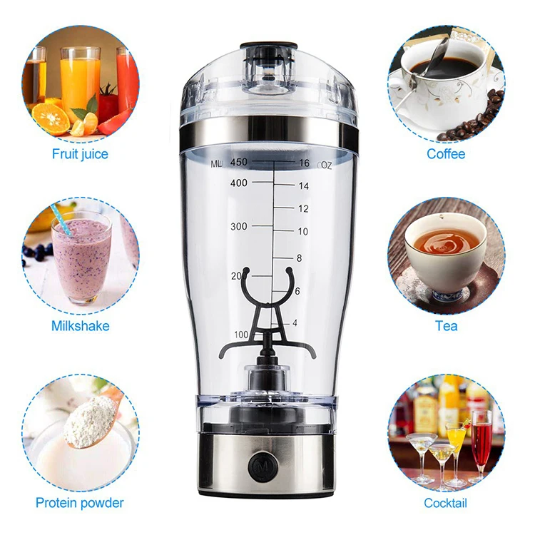 Hot Sale Ideas Home Outdoors Creative Sports Milkshake Water Bottle Multi-functional 450ml Electric Protein Shaker Cup