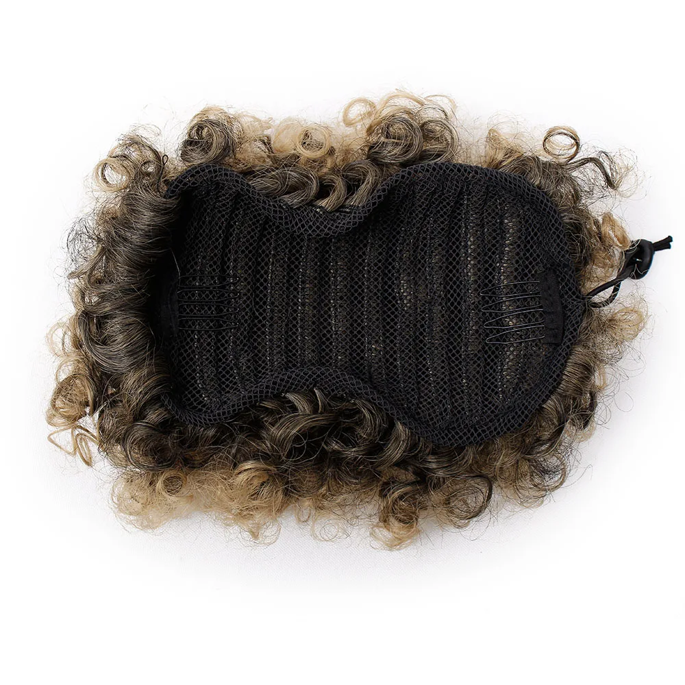 Aisi Hair женский синтетический пуховик, афро короткий кудрявый пучок волос T1B 27 #, пучок для хвоста с кулиской для черных женщин