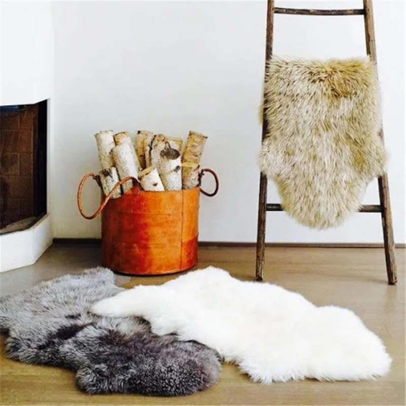 Wholesale Black Single Piece Sheepskin Product Artificial Wool Lambskin Rugs