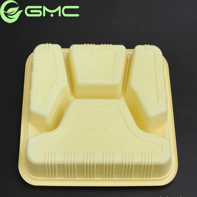 Compartment disposable Black Plastic Food Tray with clear or printable