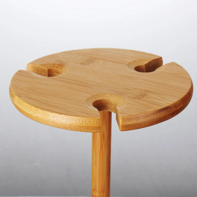 Hot Sell Bamboo  Red Wine Rack  Holder with 6 Glass Cups Holder