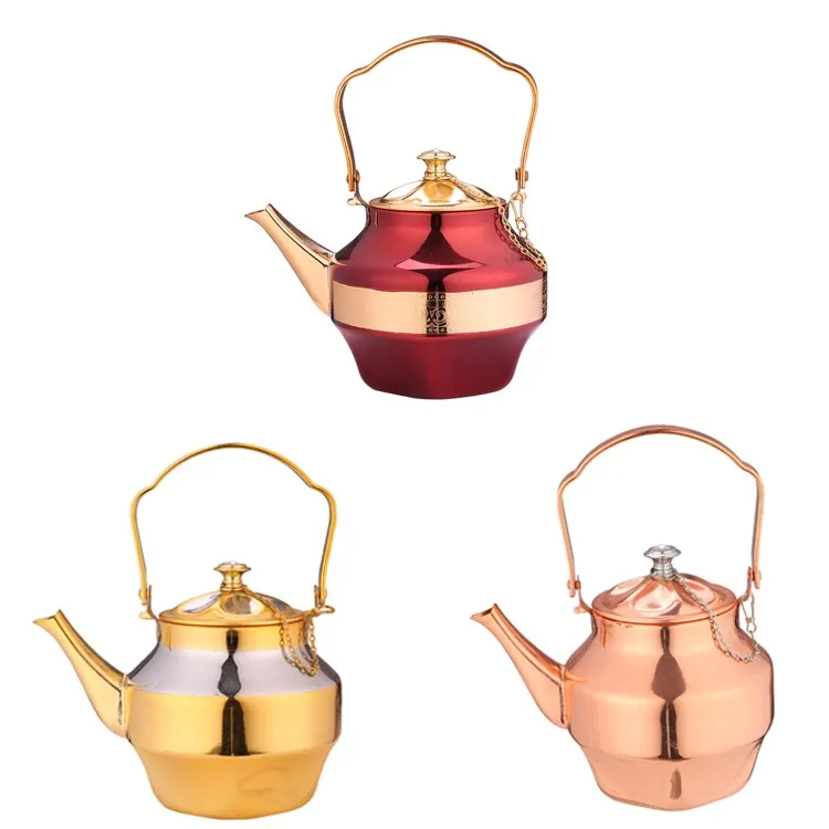 Hot Sale Arabic Turkish Stainless Steel Tea & Coffee Pot Set Luxury Gold Color Eco-Friendly High Quality Metal for Home Use