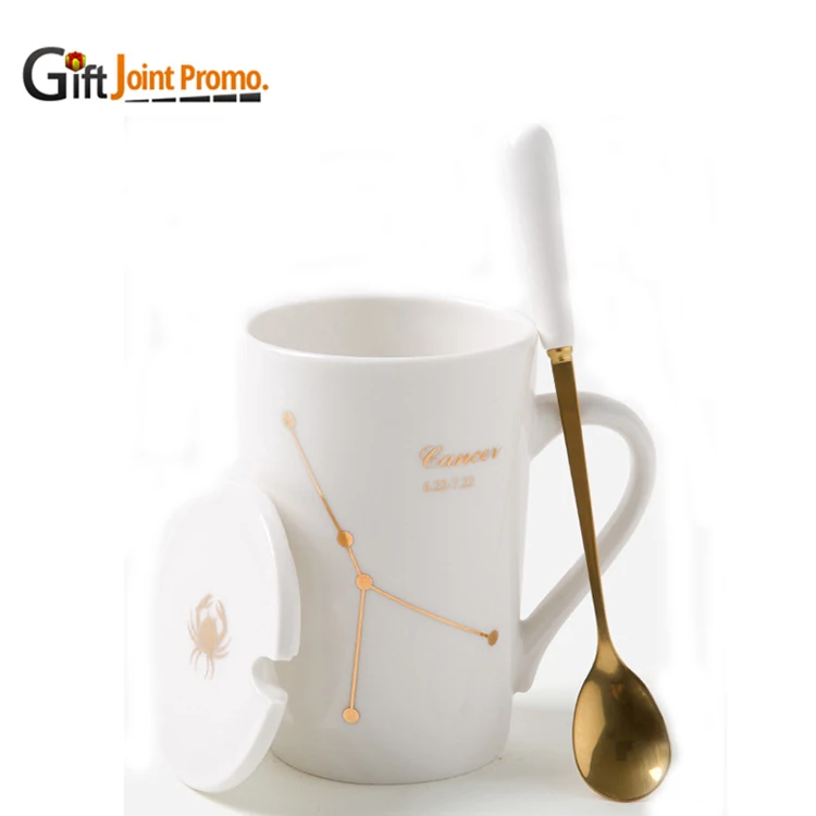 
Wholesale Ceramic Porcelain Mug Coffee Milk Cup with Lid Spoon 