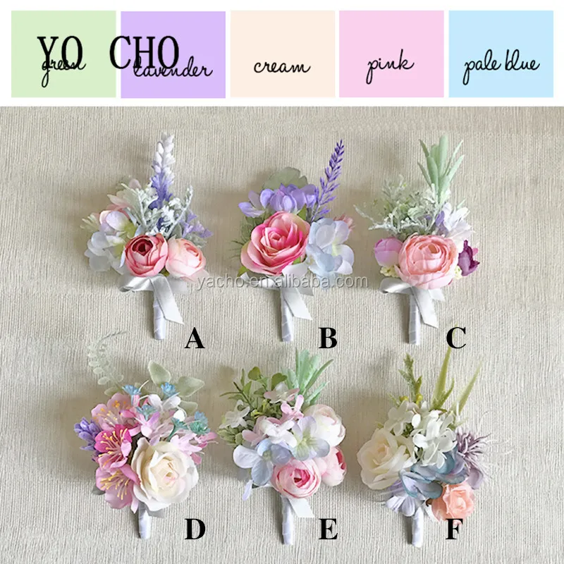 YO CHO Orchid Artificial Rose Wrist Corsage Bracelet Silk Flower Bridesmaid Hand Flowers Wedding Party Decoration Boutonniere