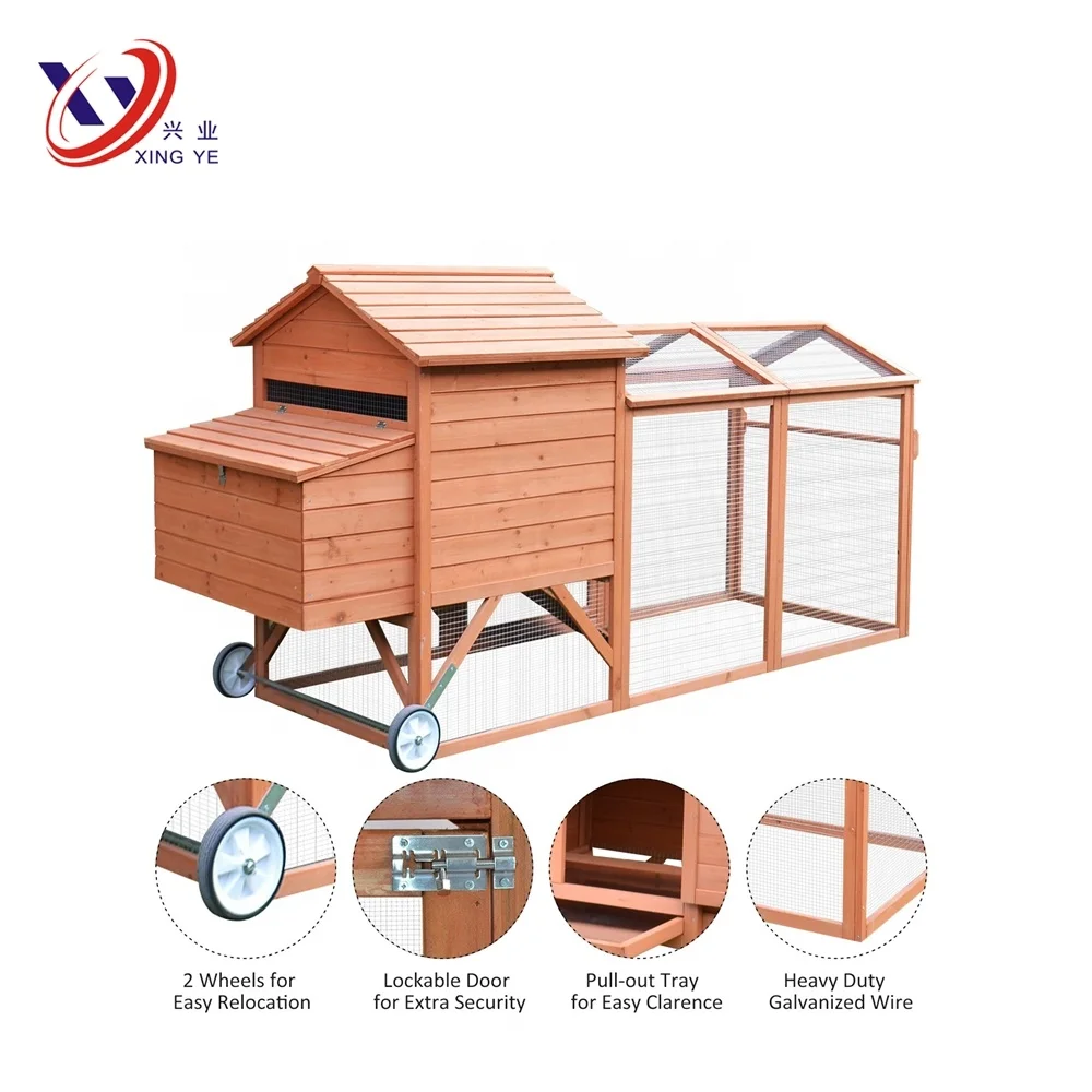 Classical large wooden chicken coop chicken hen house with wheels