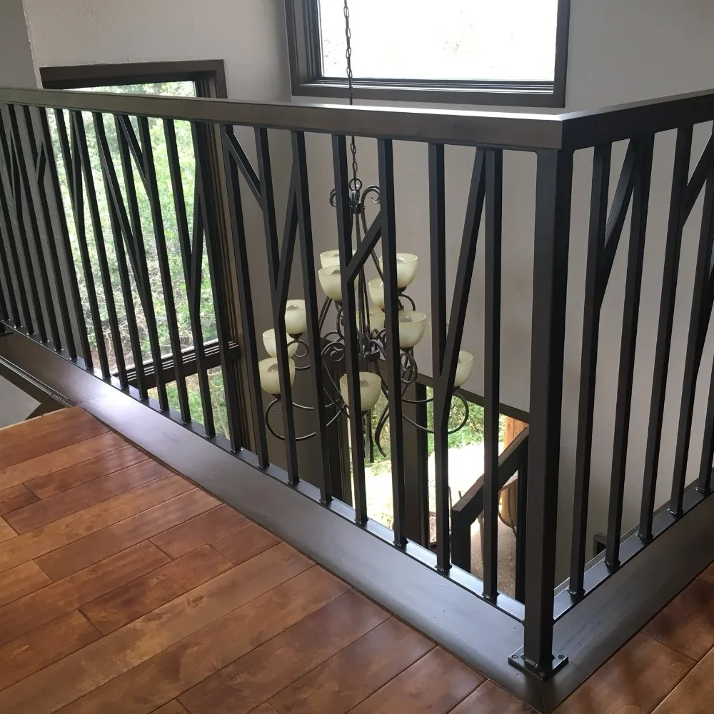 black color used wrought iron railing for fence