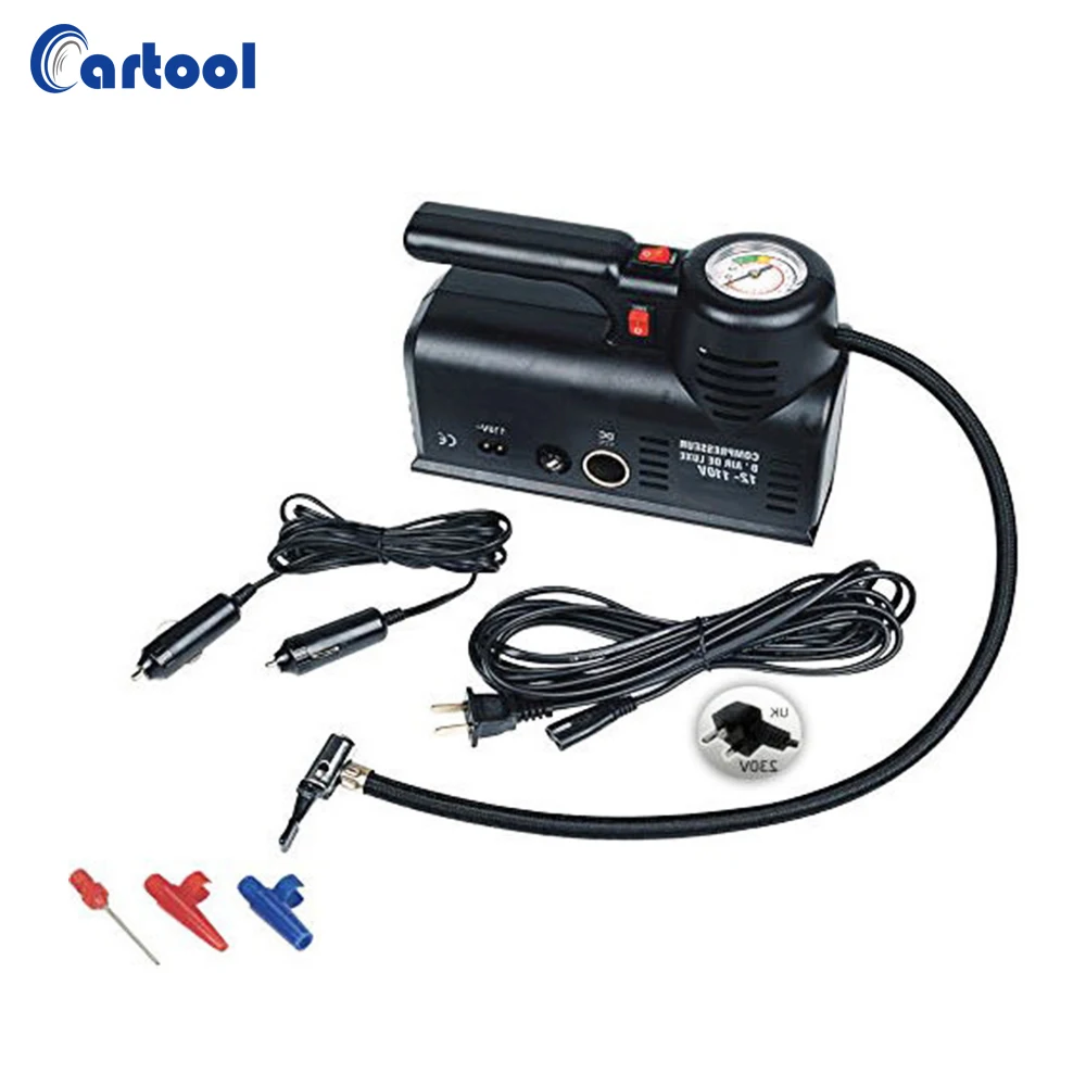 
220v 110v 12v dual power input electric air compressor tyre inflator 