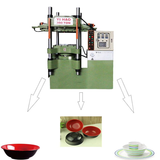 
300ton automatic double color hydraulic press melamine crockery molding machine for plate bowl tray spoon dish cup 