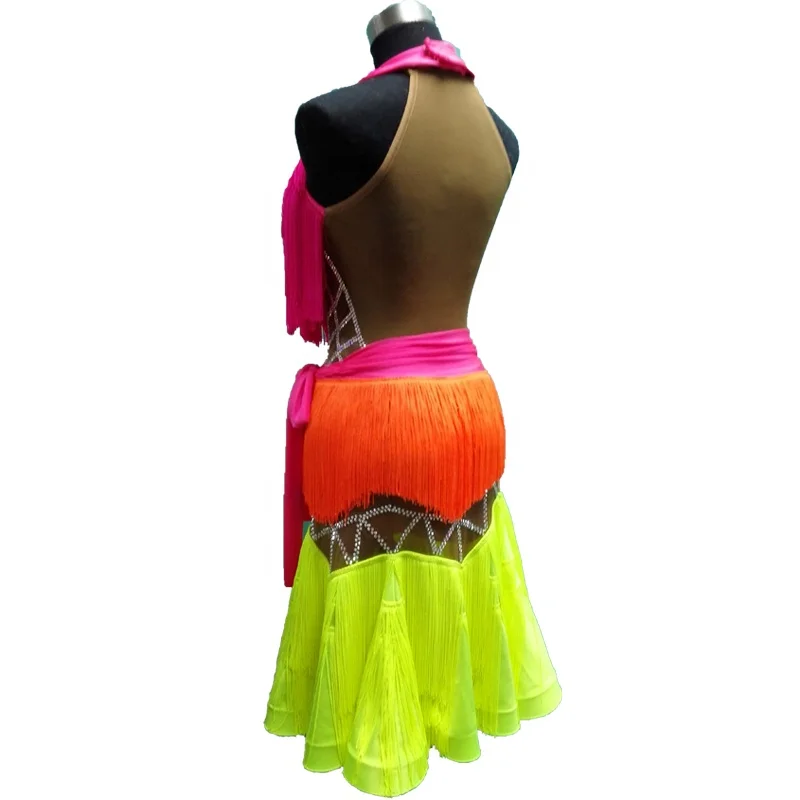Imported fabric professional competition cha cha latin dance dresses girls kids latin dance costume