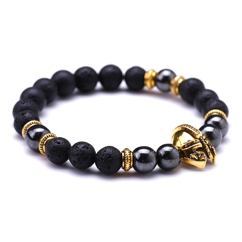 Trade Insurance High Quality Hematite Lava Stone Bracelet Charm Helmet
