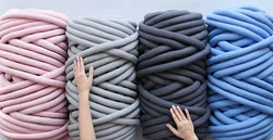 Cynthia New Design 100% Cotton Tube Microfiber Filled Super Giant Chunky Knitting Yarn Hand Knitted Blanket Braid Yarn
