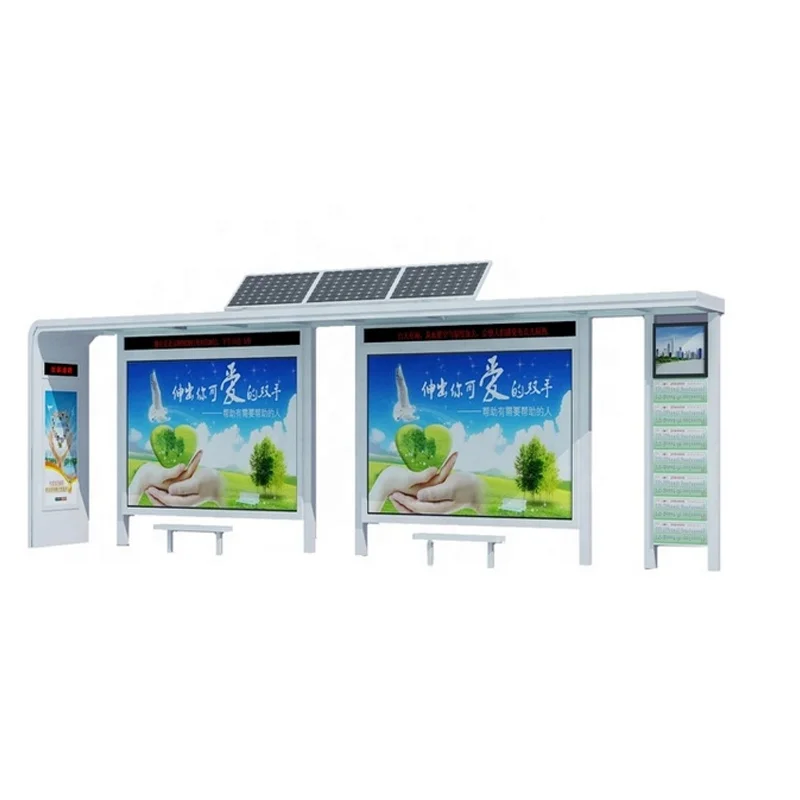 Modern Design Intelligent Service Metal Solar Smart Bus Stop Shelter for Mobile Charging