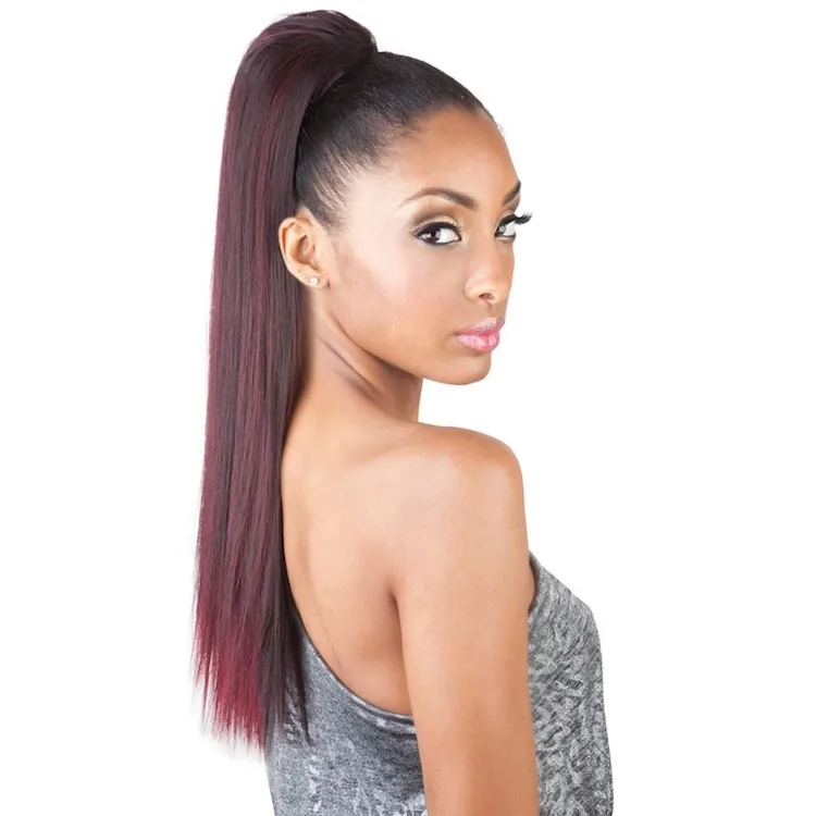 
Cheap natural fiber synthetic ponytail for black woman 
