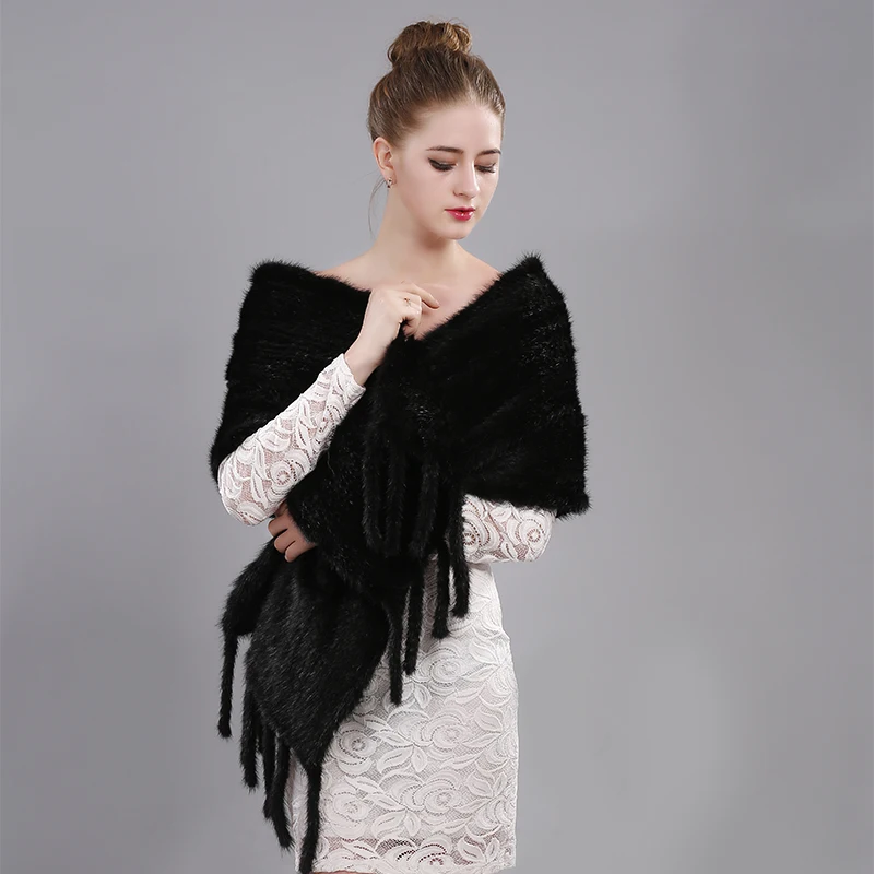 Chinese supplier luxury women real mink fur shawl scarf