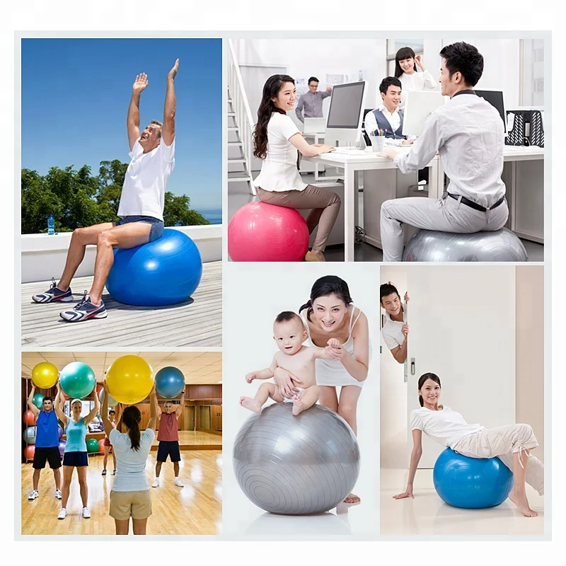 Health and Fitness Anti-Burst Stability Gym Yoga Ball with pump