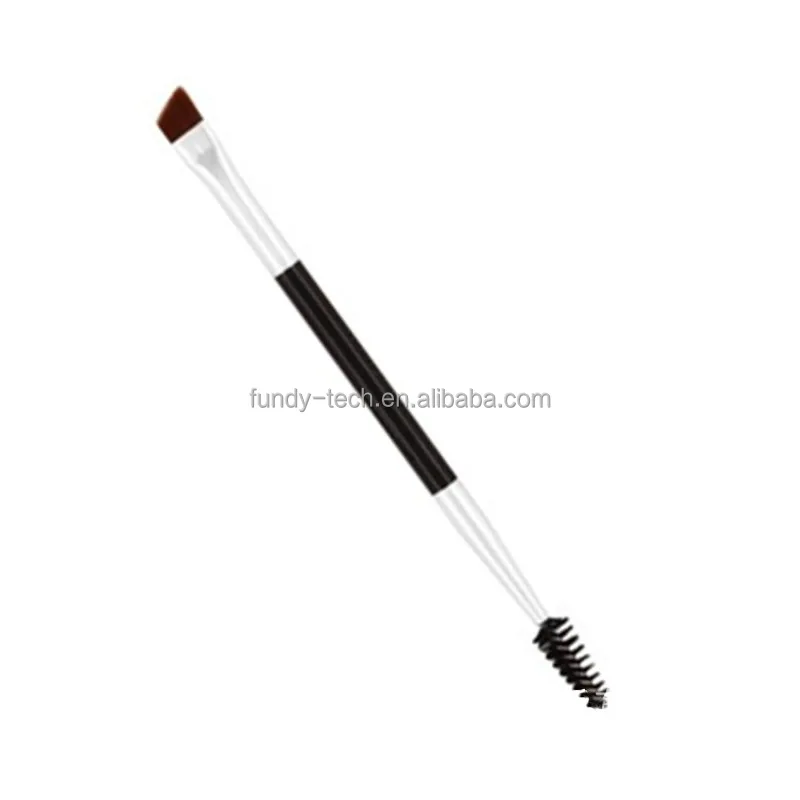 High Quality Dual Ended Eyebrow Brush ,Angled Eyebrow Brush ,Gold Handle Vegan Synthetic Hair Brow Brush