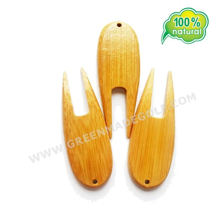 Bamboo accessories Golf divot repair pitch fork with customized logo