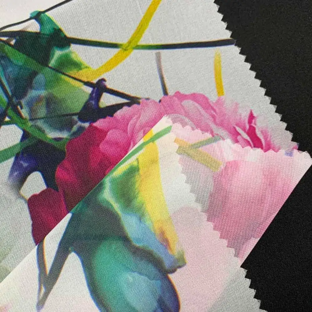 High quality Paper printed Wool Chiffon/Hi-Multi Chiffon abaya fabric Formal Black