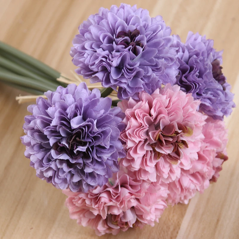 Artificial 6 head silk chrysanthemum flower bouquet