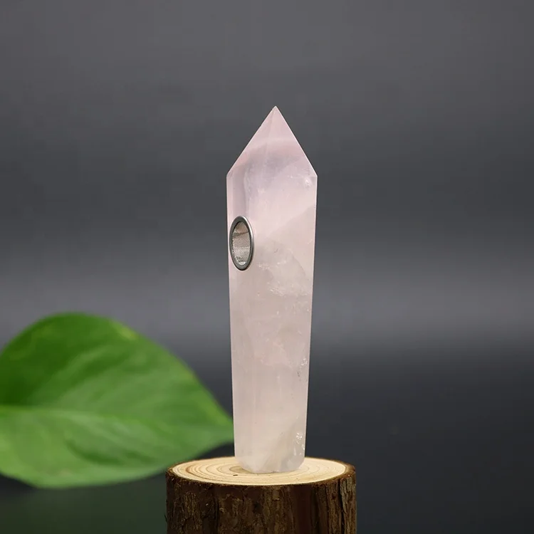 Healing Crystal Stone pipe Tobacco Bowl Rose Quartz Crystal Pipe