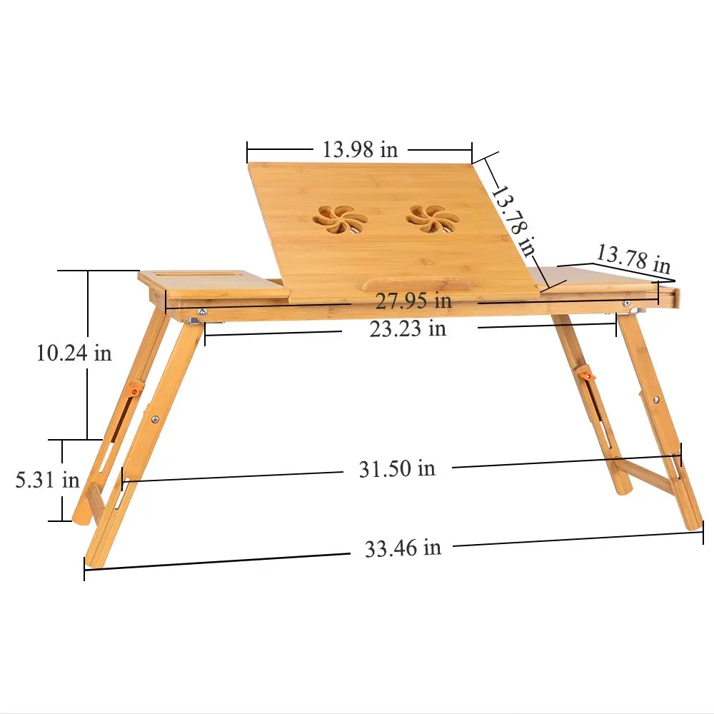 
Laptop Desk Bamboo Laptop Table Adjustable Lap Tray Large Size Bed Serving Tray Breakfast Table Foldable Notebook Computer Desk 