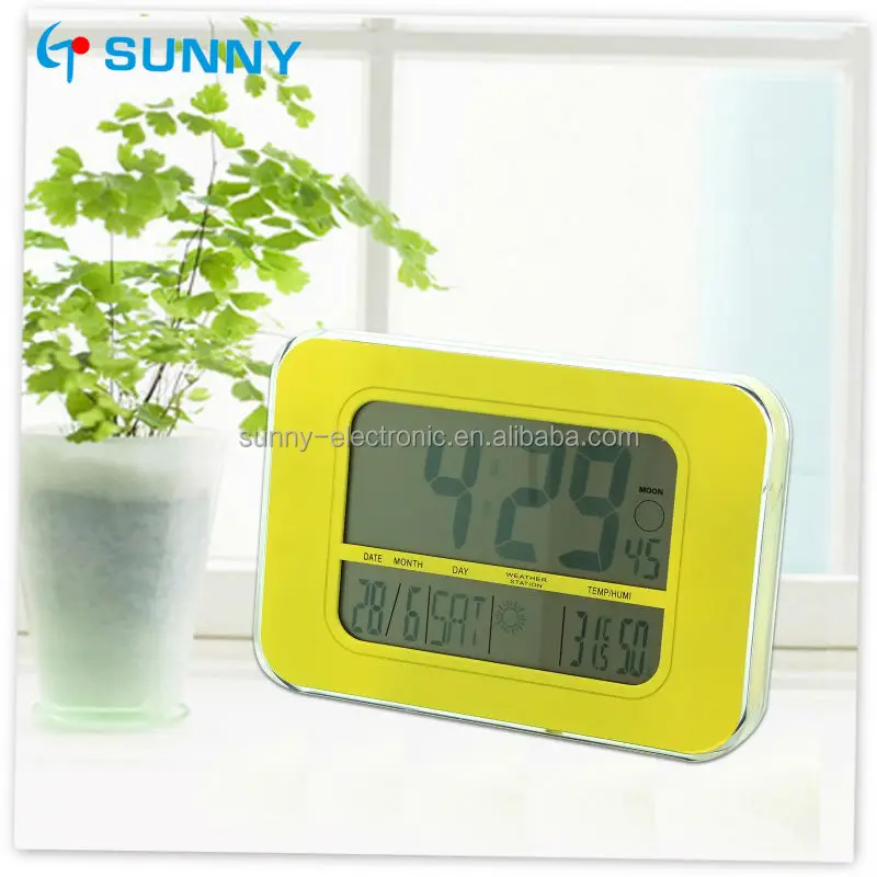 Candy Color Large LCD Table Humidity Monitor Outside Thermometer Barometer Table Digital Clock With large display