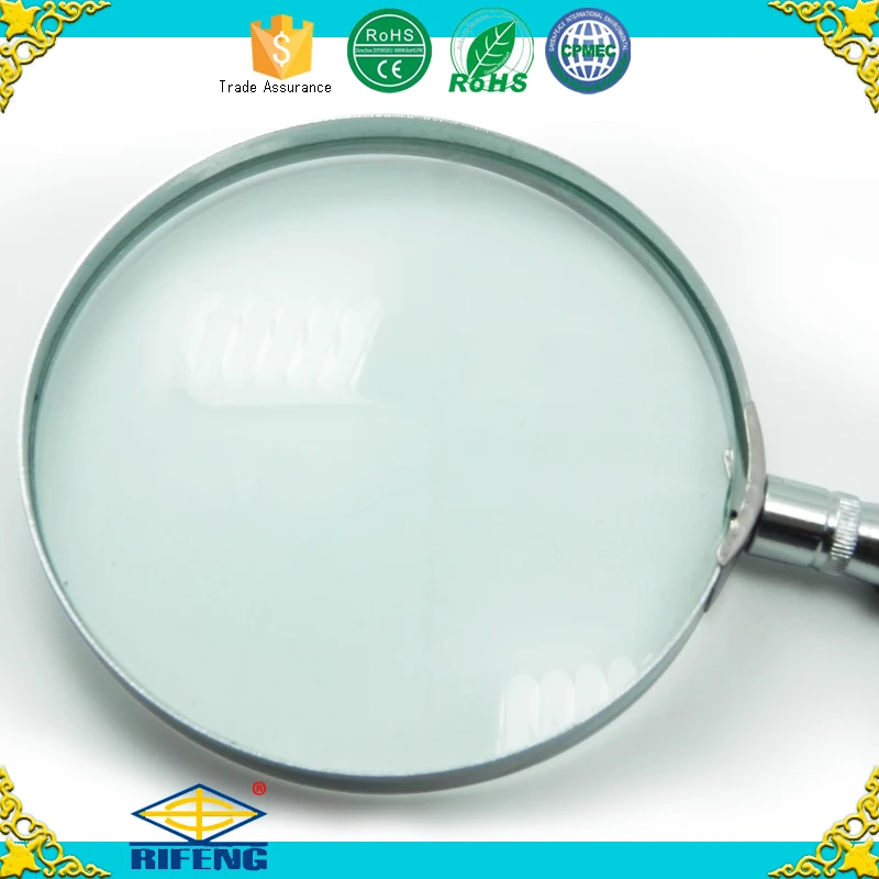 hot sale semimetal Glass Material 75mm magnifying glass:Handheld metal magnifier;semimetal,wooden handle magnifier