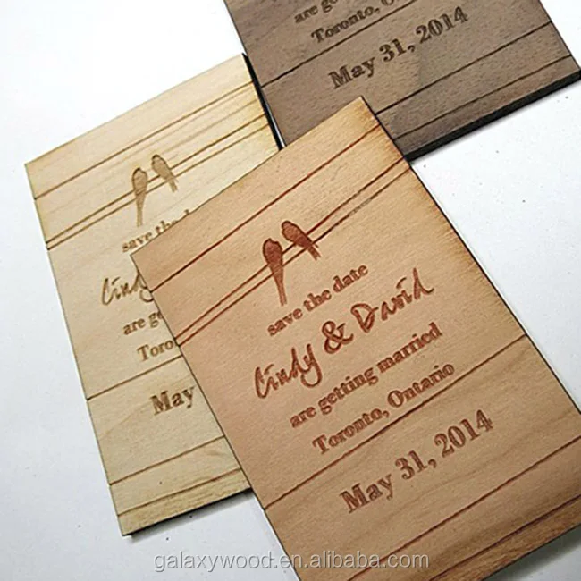 1.5 x 1.5 inch  Save the Date custom  engraved wooden Wedding Cards