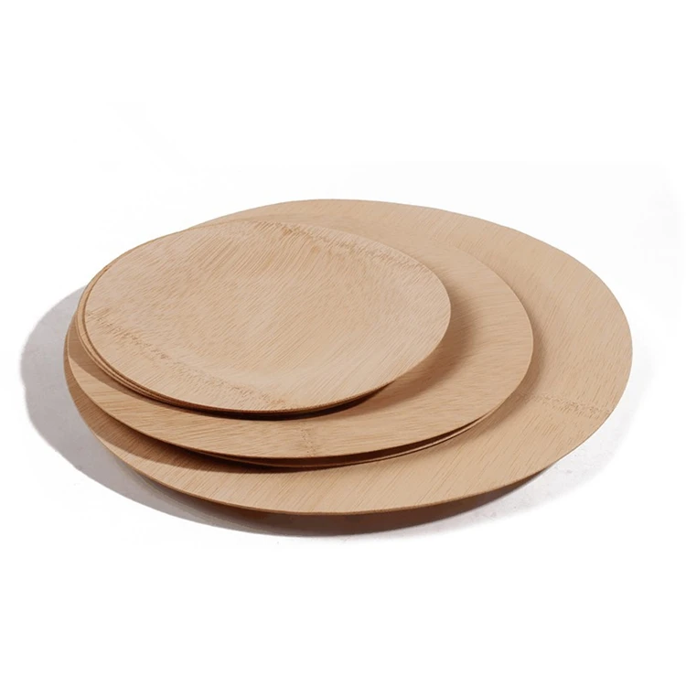New Hot Sell Natural Disposable 7 inch Round Bamboo Dinner Plates