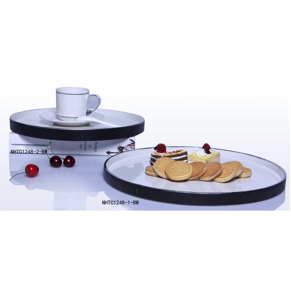 White round ceramic serving tray for coffee shop hotel home decoration