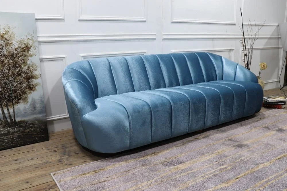 Modern living room three to four seater grand velvet fabric concise style sofa