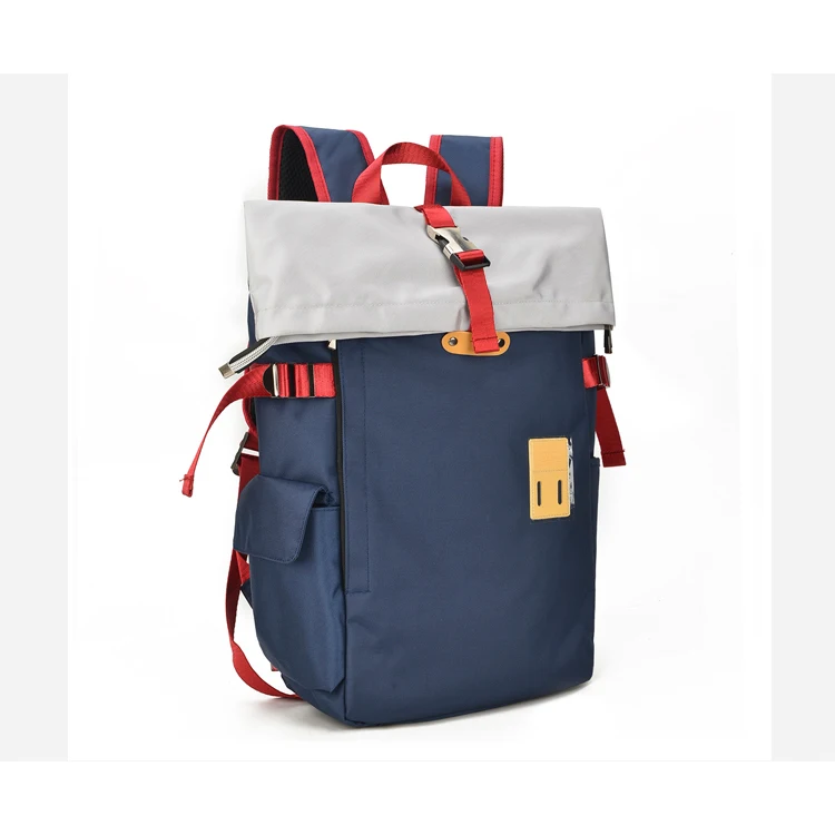 Wholesale Trendy Korean Style Nylon Backpack, Waterproof Roll Top Backpack, Popular High School Student Backpack