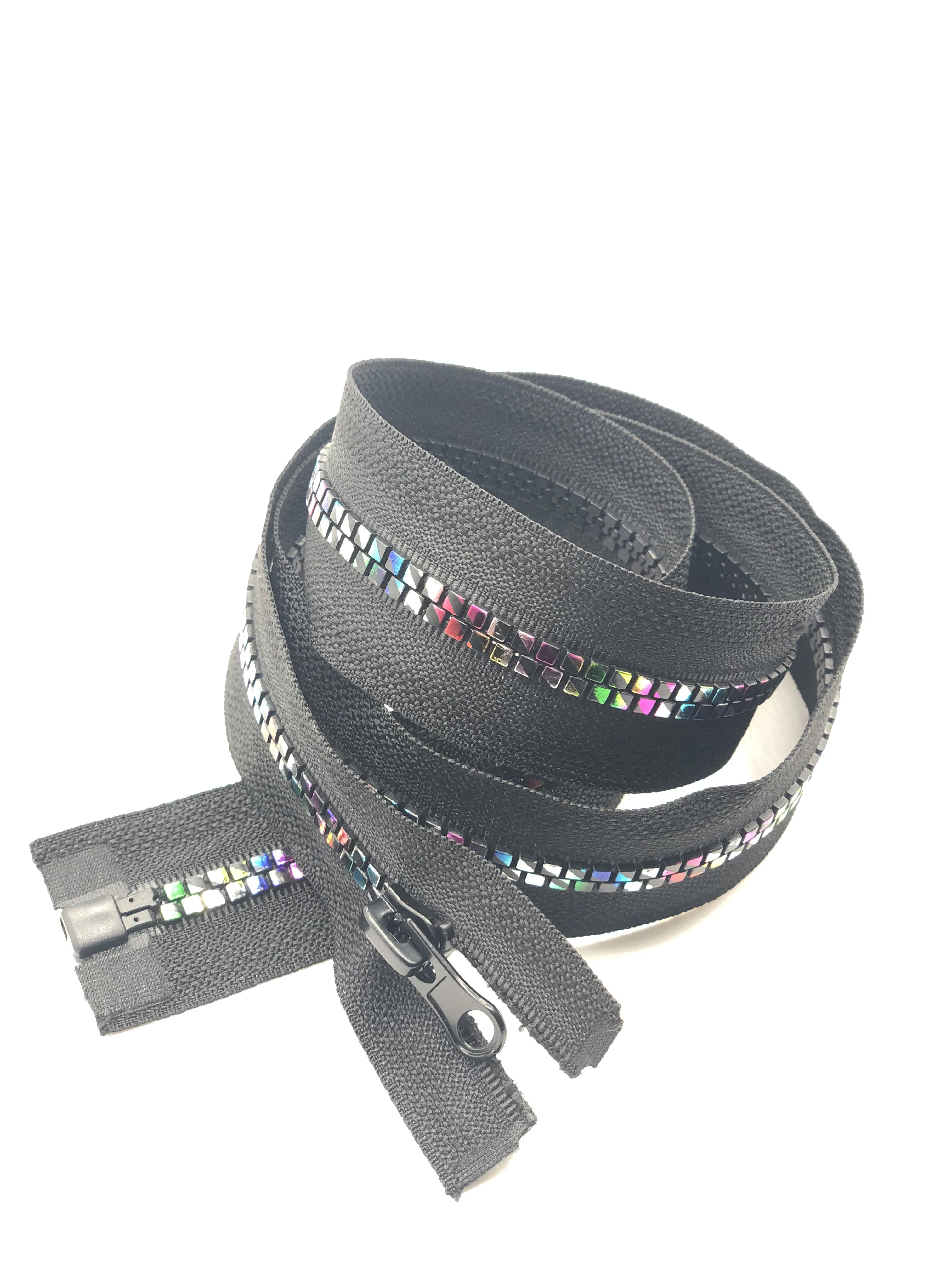 colored rainbow square teeth zipper tape durable plastic zip