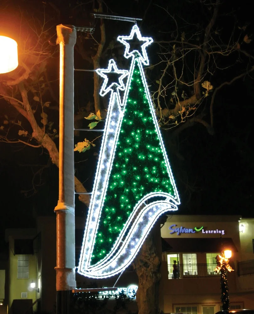 christmas street pole decorations led star lights